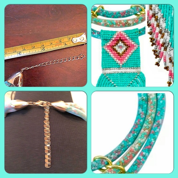 ✨Ethnic Festival/Boho Turq.Beaded Tassel Necklace✨ - Picture 6 of 7